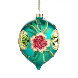 New BLOOMINGDALE'S Green Decorative Glass Drop Christmas Ornament